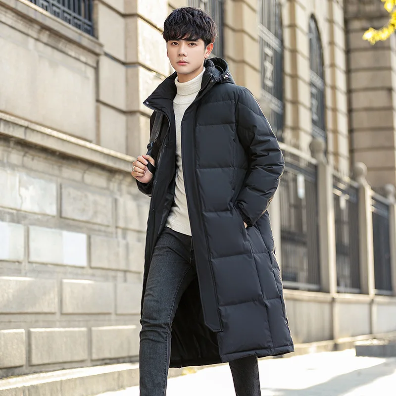 

Зимние новые модные мужские повседневные черно-белые однотонные повседневные модные простые базовые пуховые пальто с капюшоном Мужская американская одежда Топы