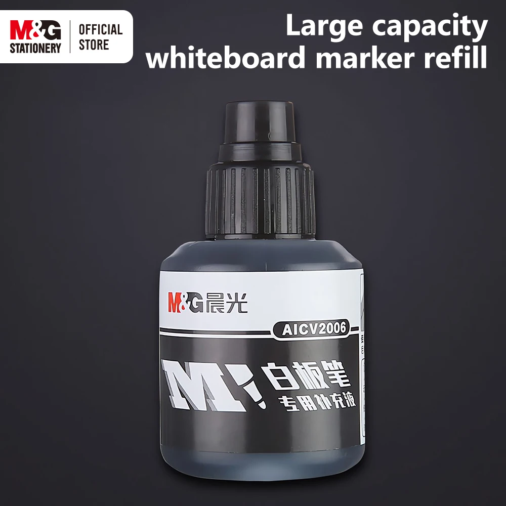 

Многоразовый маркер для доски M&G, 12 мл, черные экономичные чернила большой емкости, 1 бутылка для студенческого офиса