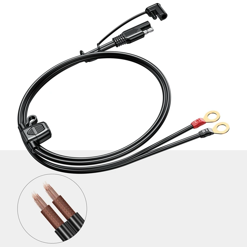 12-24V 18AWG SAE 2 Pin Quick Disconnect To O Ring Terminal Harness Connecter Cord Connector Cable For Battery Charger