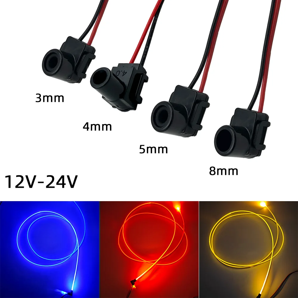 4pcs sorgente luminosa a Led più colori Mini illuminatore illuminazione al Neon emettitore a LED lampada a fibra ottica a bagliore laterale uso auto