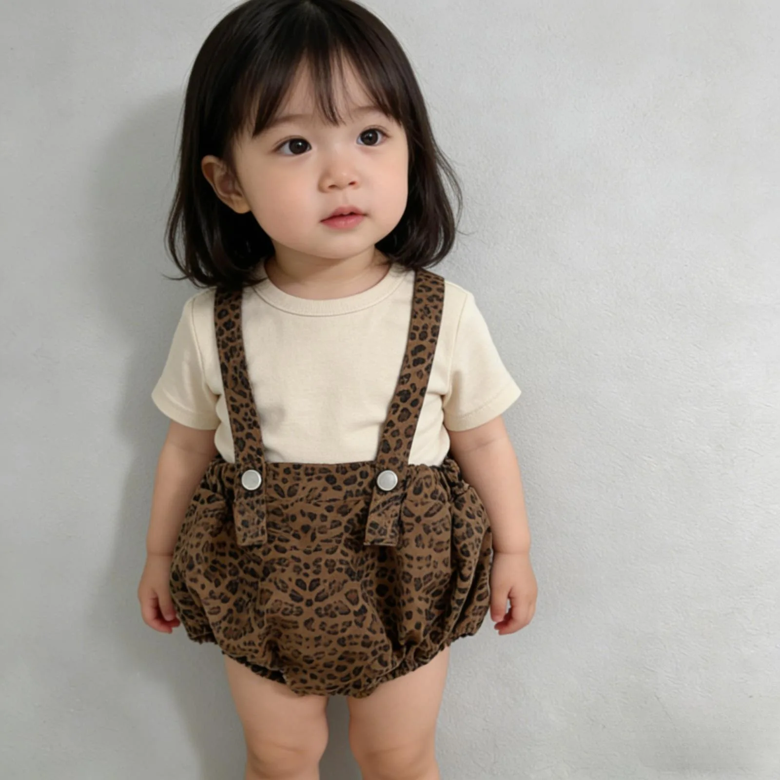 2026 Summer New Baby Sleeveless Strap Bodysuit Cotton Infant Boy Girl Fashion Leopard Print Jumpsuit Newborn Clothes 0-24M