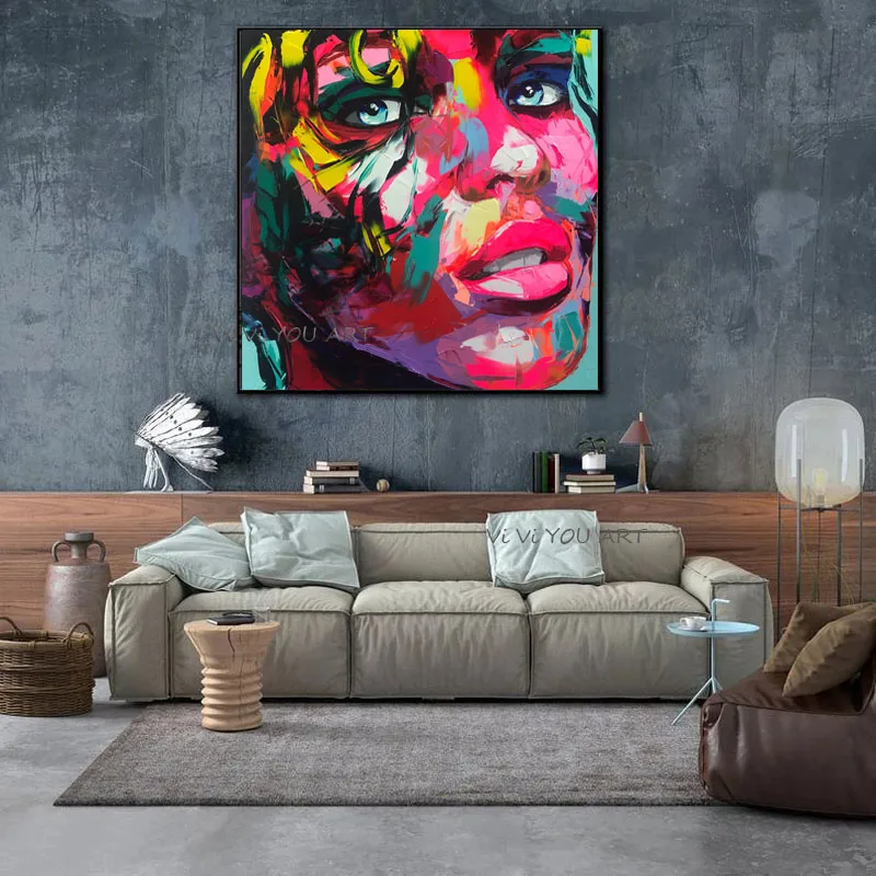 Handmade On Canvas Oil Painting Palette Knife Face Portrait Figure Acrylic Picture For Living Room Wall Art Home Decoration