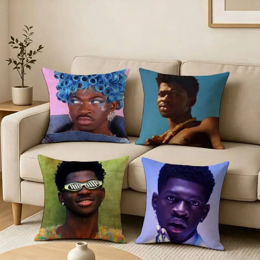 Hot L-Lil Nas X Singer Square Double-Sided printed Pillow Case Bedroom Bedside Pillow Sofa Cushion Cover