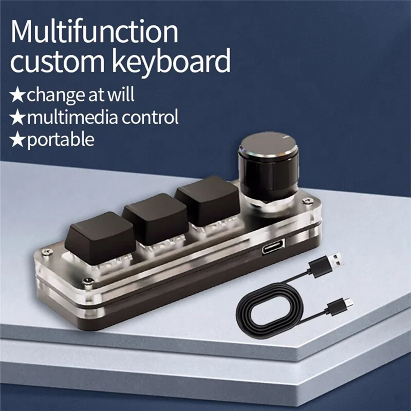 New Macropad Macro Mechanical Keyboard RGB Mini Gaming Custom Programming Knob Keypads 3 Keys for Photoshop