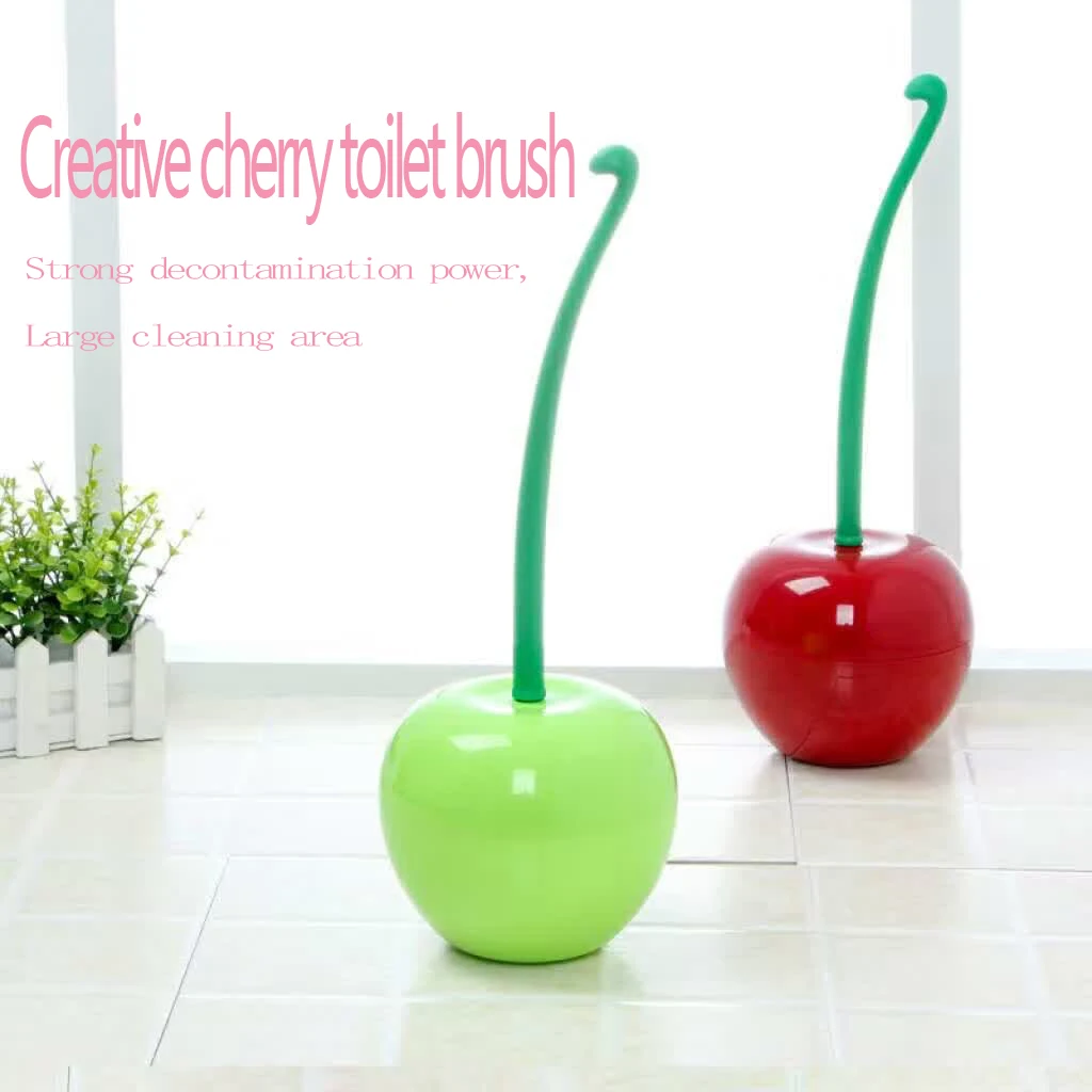 Household Toilet Brush Long Handle Soft Hair Creative Lovely Cherry Shape Toilet Brush Cleaning Brush Bathroom Accessories