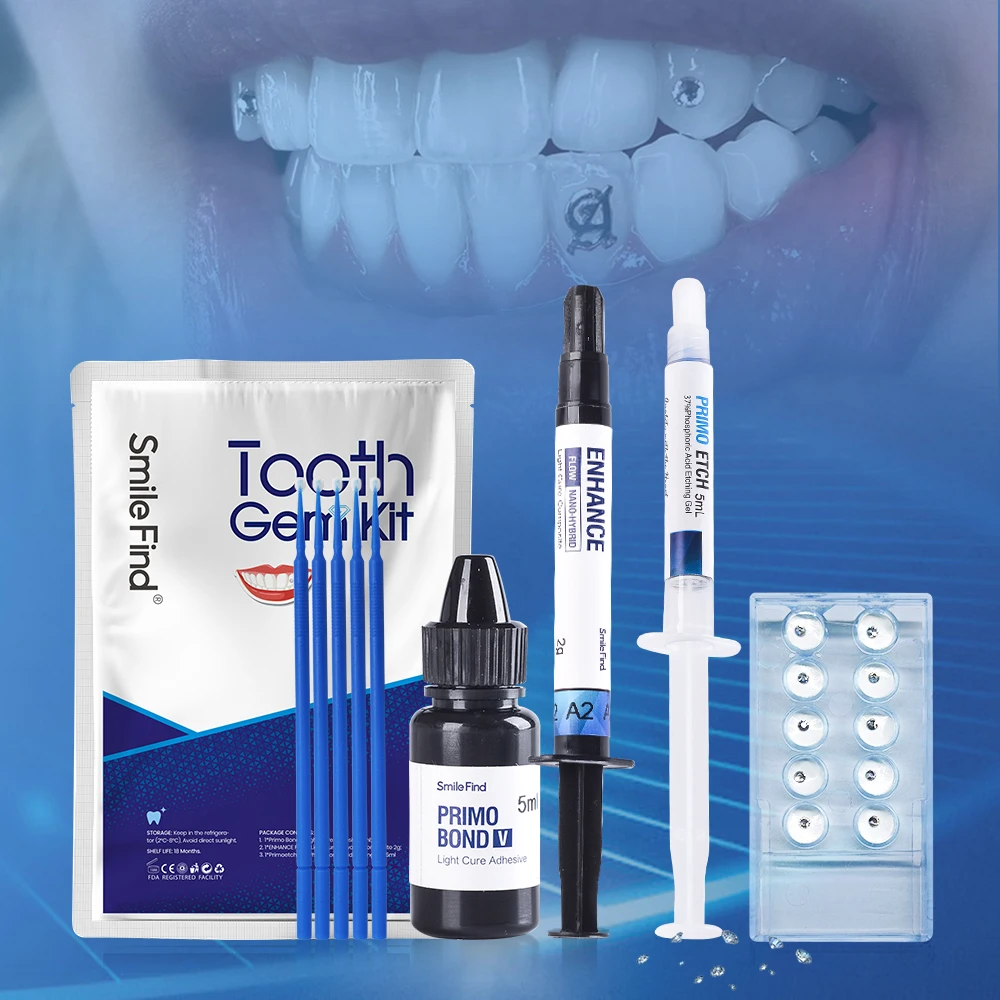 Tooth Gem Set Diy Crystal Jewelry Glue Teeth Decorations Etching Gel Dental Light Cure Adhesive Bonding Orthodontic Materials