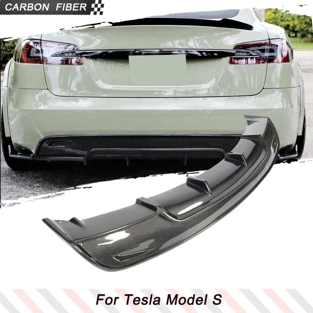 Carbon Faser Auto Hinten Diffusor für Tesla Model S 2016-2019 Auto Hinten Stoßstange Abdeckung Untere Lip Spoiler Volant schutz Body Kits