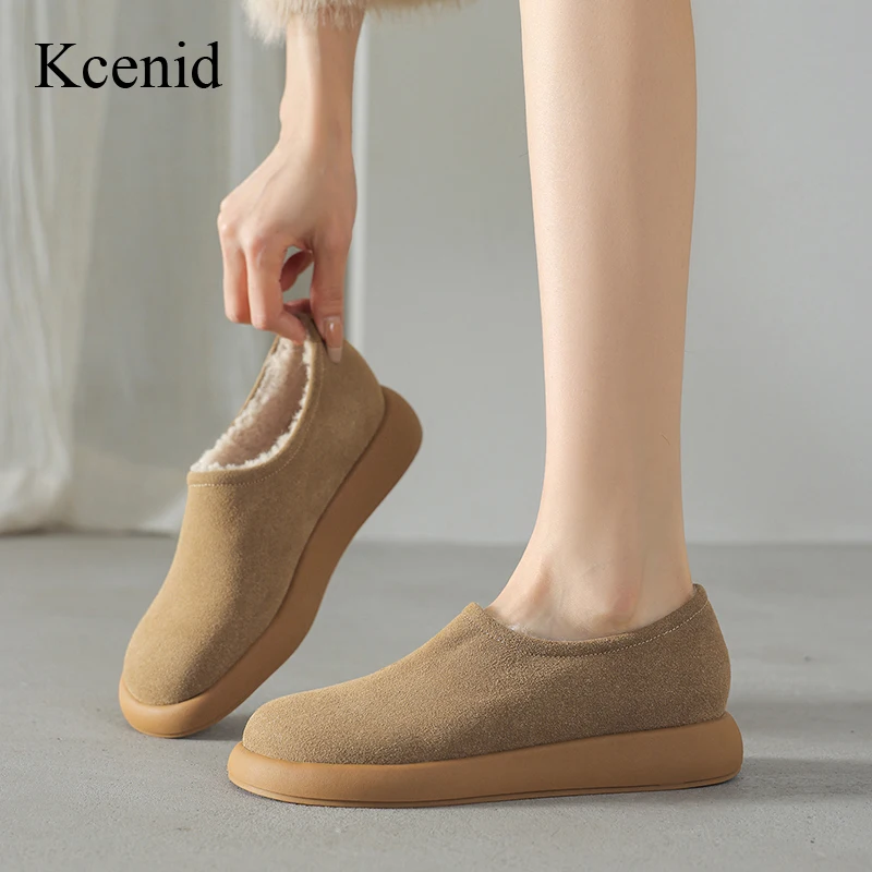 

Kcenid повседневная модная зимняя обувь высокого качества, женские удобные лоферы без шнуровки, повседневная короткая плюшевая теплая обувь с круглым носком, размер 43