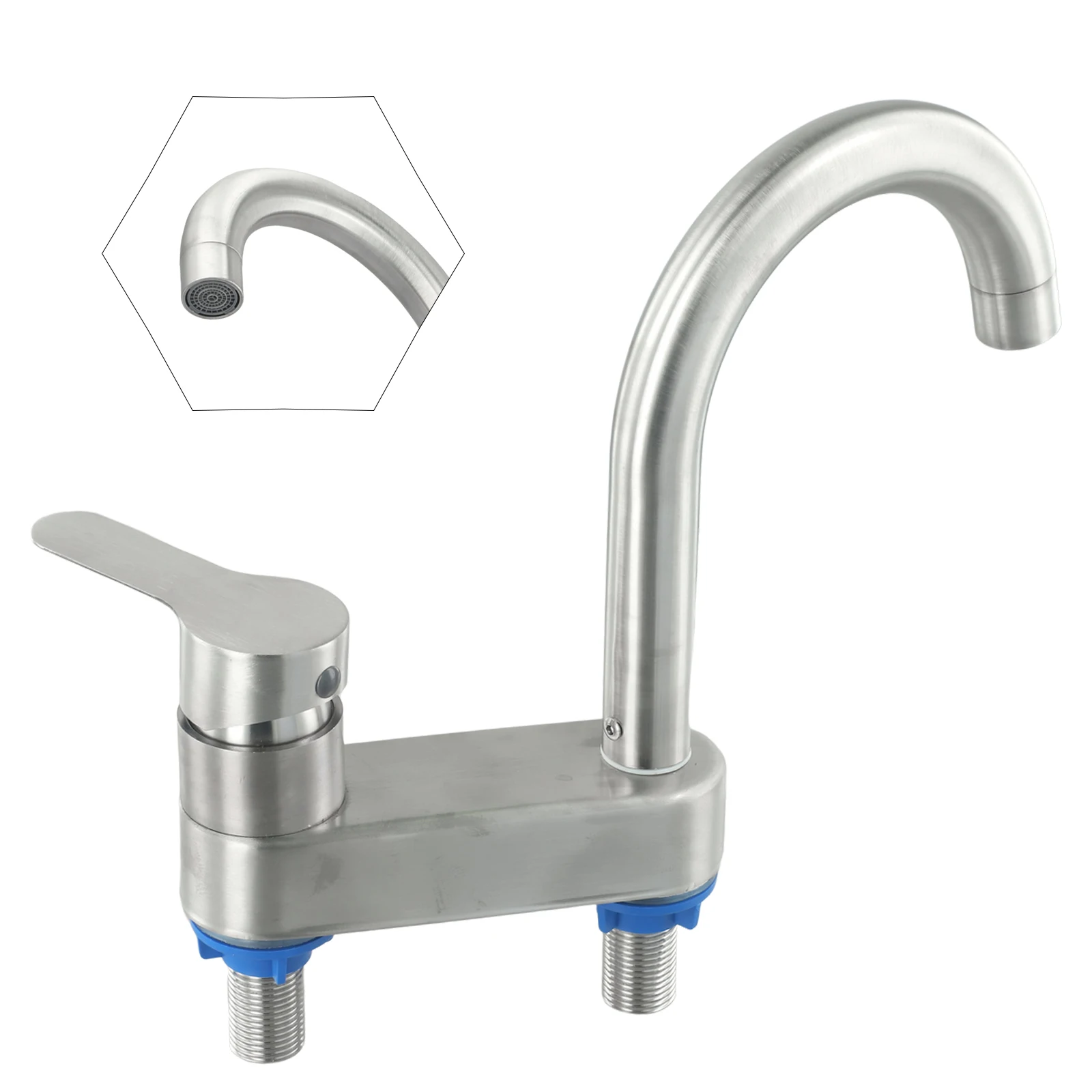 Bathroom Faucets 304 Stainless Steel Sink Mixer Tap Single Handle 2 Holes Hot Cold Water Basin Faucets Kitchen Tap