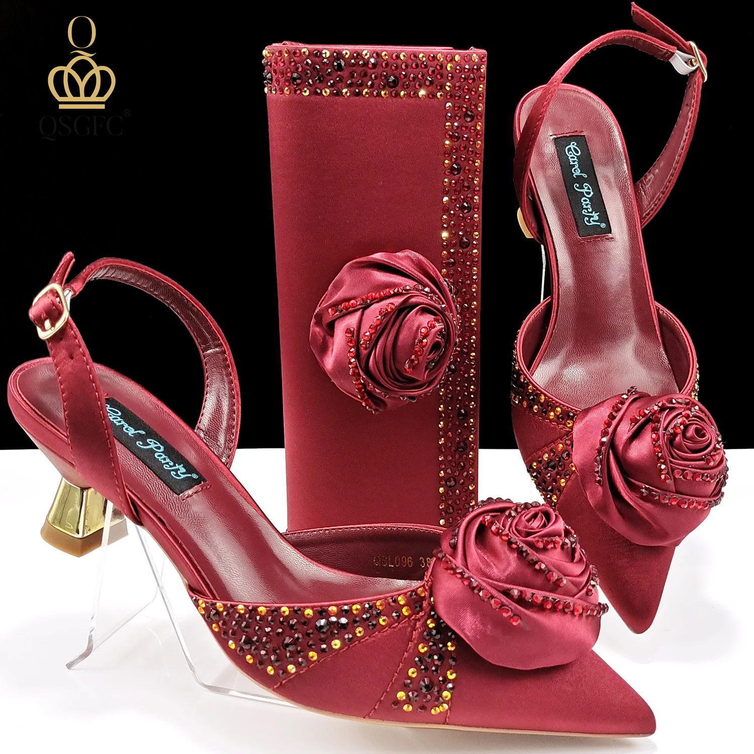 New Style Shoes And Bag Fashion Handmade Flowers Decoration Lady Fashion Shoes and Bag Set for Wedding