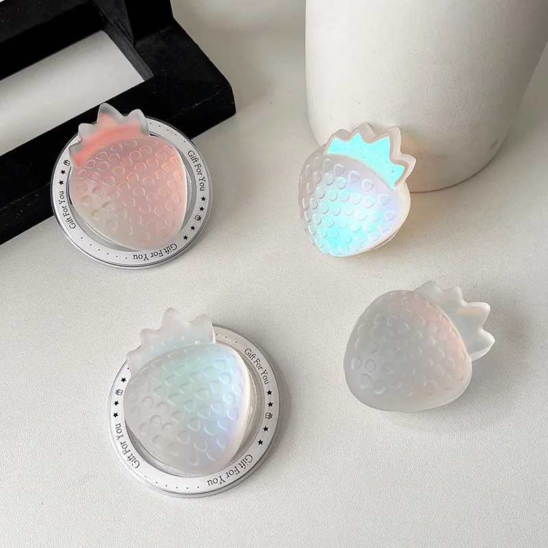 

Радужная лазерная 3D клубничная магнитная подставка для телефона, подушка безопасности, телескопическая наклейка, держатель, настольный кронштейн для просмотра телескопической спинки