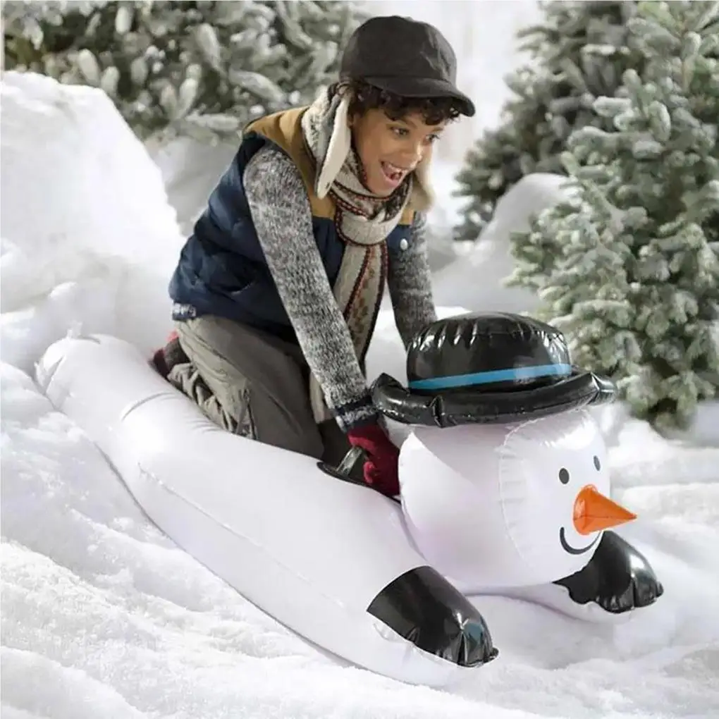 

Winter Snow Snowman Inflatable Sled Board Thicken Reusable Tube Sled Cutely Outdoor Sport Ski Circle Cold-resistant With Handle