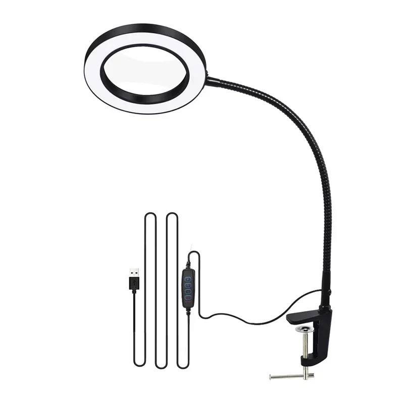 New Desktop Magnifying Glass Desk Lamp Mobile Phone Simple Electronic Repair Lighting Nail Hose Ring Work Light