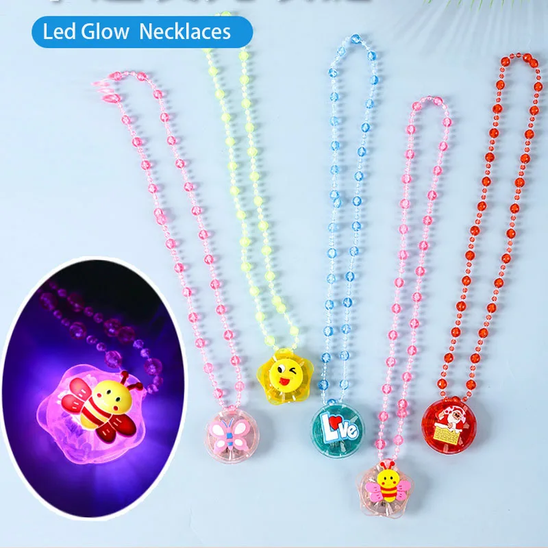 5/10/20/30/50 PCS Luminous Necklace Kids Girls Led Flashing Pendant Necklace Children Birthday Party Gift Glowing Necklace Toys