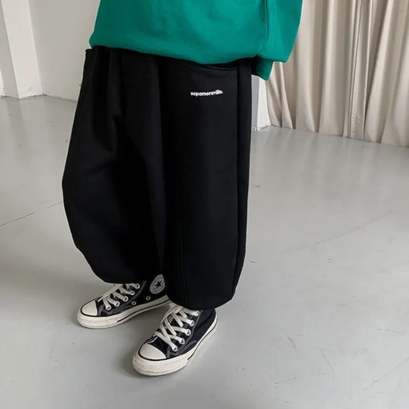 Autumn Kids Thin Letter Sweatpant Boys Ankle Length Harem Pant 2+y Young Child Clothes Spring Girls Elastic Waist Sport Trousers