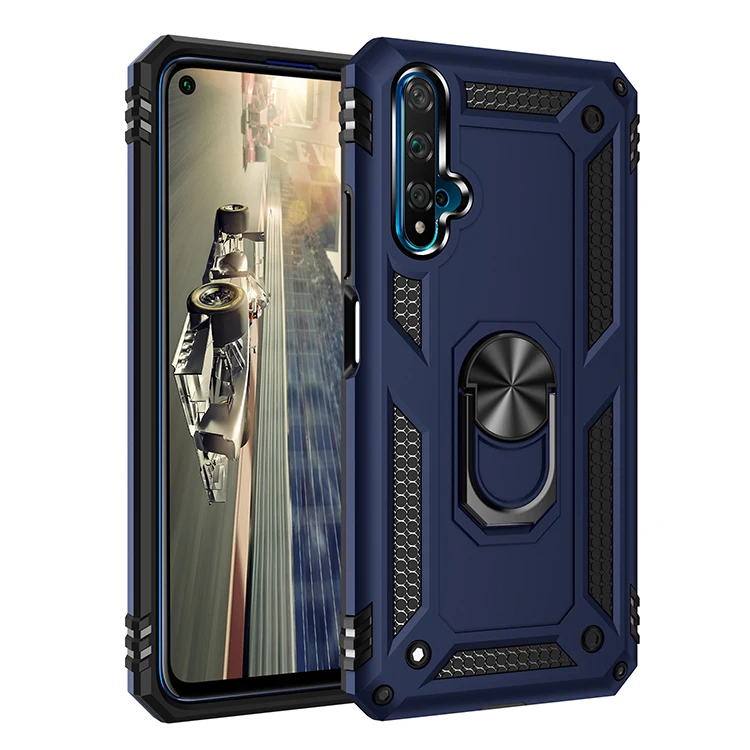 for Huawei Nova 5T Armor Shockproof Case for Huawei Nova 5 T Military Drop Protective Magnet Car Holder Ring Case Cover, image 5