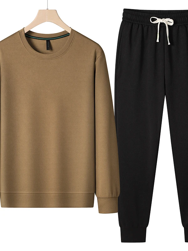 

Men's Casual Sports Suit Long Sve round Ne Running Pants Two-Piece Set Autumn Faionable Leisure Running Outfit