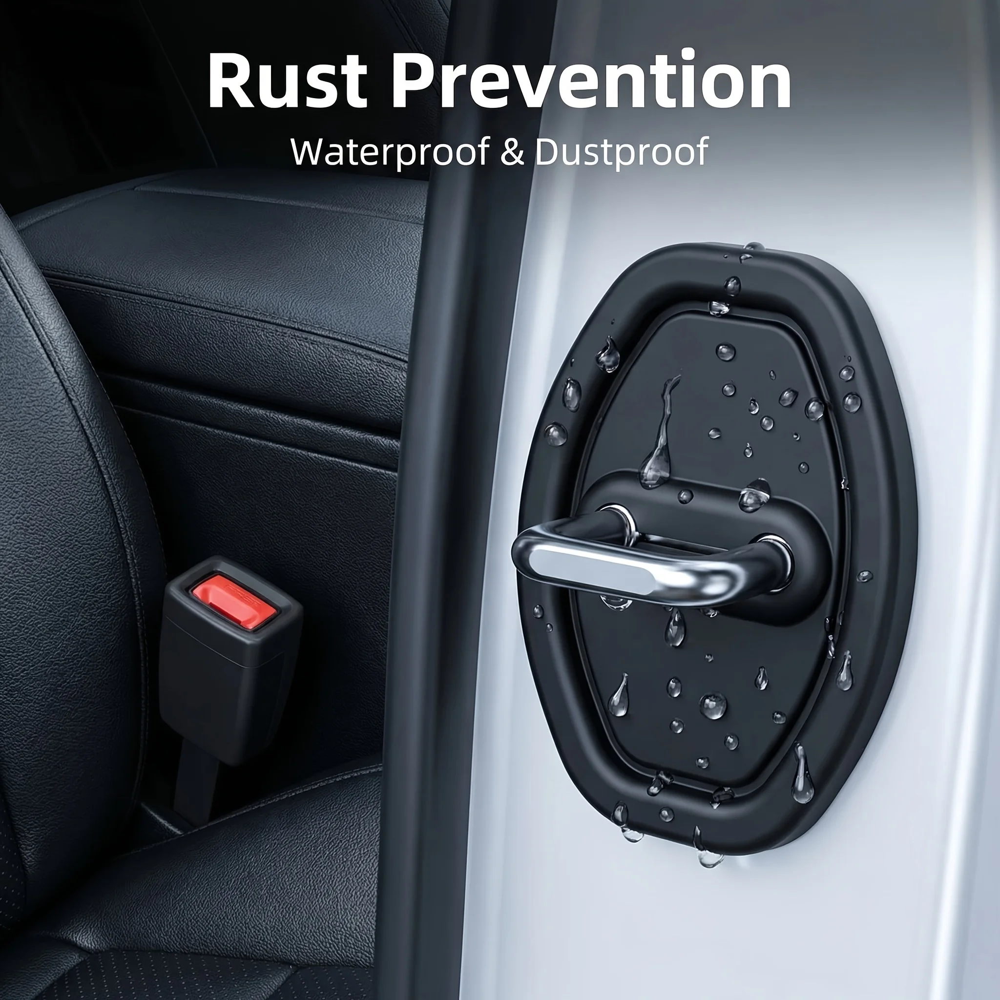 Car Seat Belt Buckle Fastener + Door Lock Silent Protective Cover, Automotive Interior Accessories