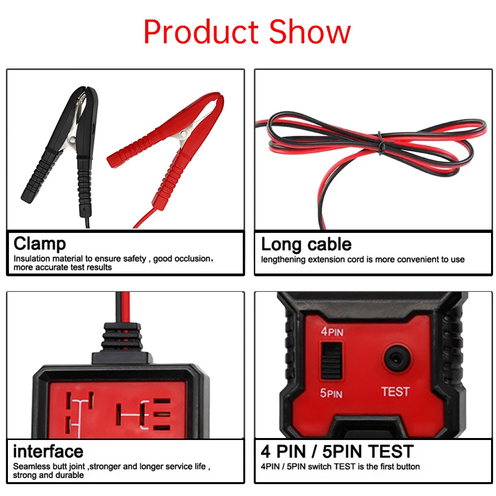 Car Relay Tester Voltage Tester Automotive Electronic Relay Tester LED Indicator Light 12V Car Battery Checker Universal