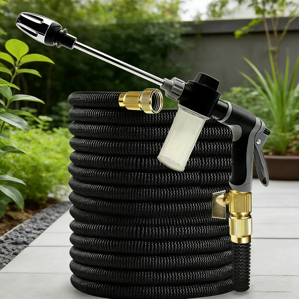

High - Pressure Water Gun 25 - 100FT Garden Flexible Expandable Dual Color Magic Watering Pipe with Multifunctional Shower for