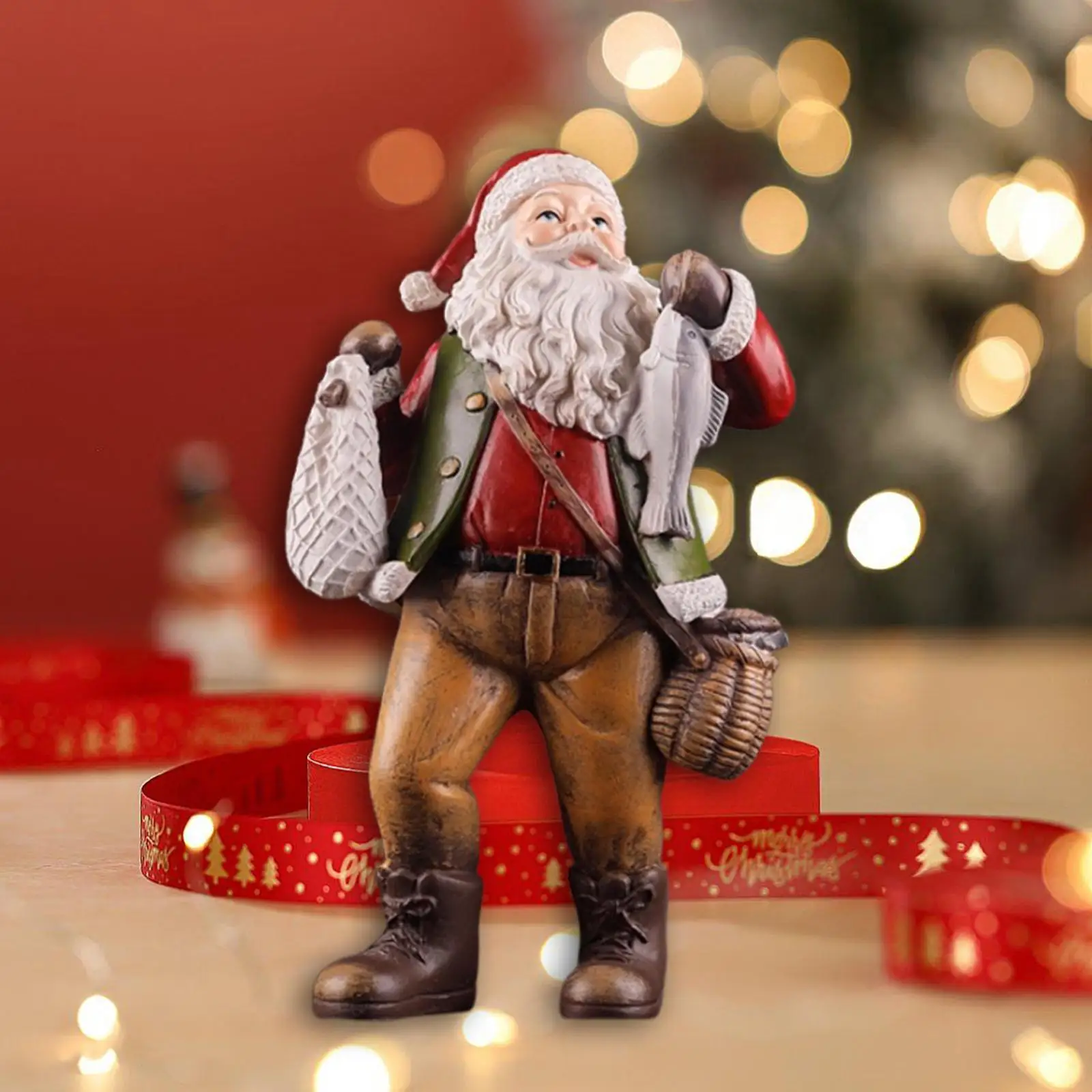 

Santa Claus Figurine Christmas Decoration Collectible Resin Craft Ornament for