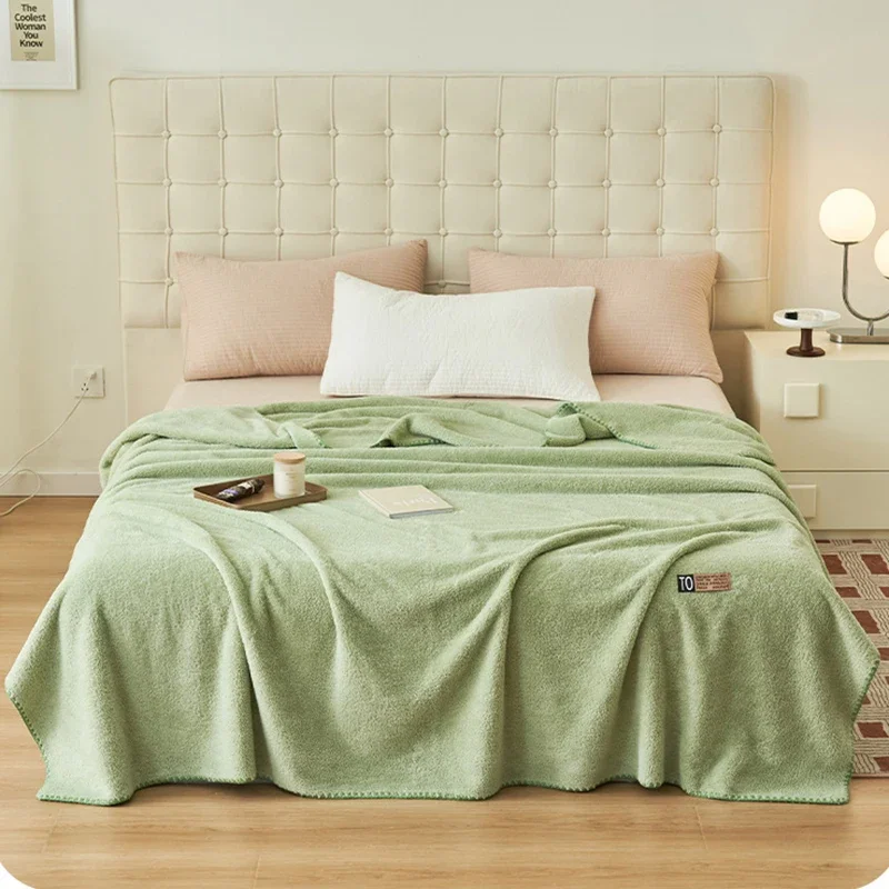 New Velvet Double-sided Plush Blanket High End Office Nap Cover Blanket Double Sides Solid Color Skin-friendly Cloud Comforter