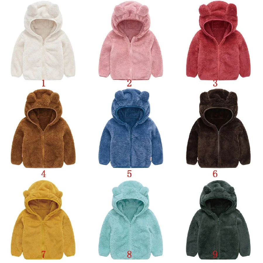 

Fleece Baby Boy Coat Winter Warmer Thick Toddler Outfits Girls Outerwear Bear Hooded Jacket Bear Kids Tops Hoodies Blouse Jumper