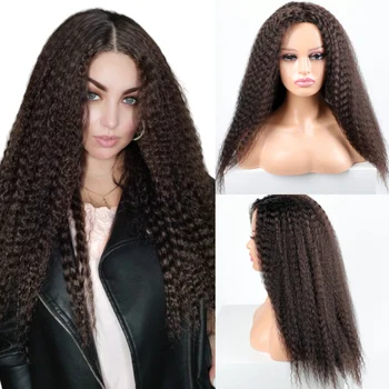 Perruques synthétiques bouclées crépues longues pour femmes, cheveux bouclés noirs, bruns, blonds, 20 po