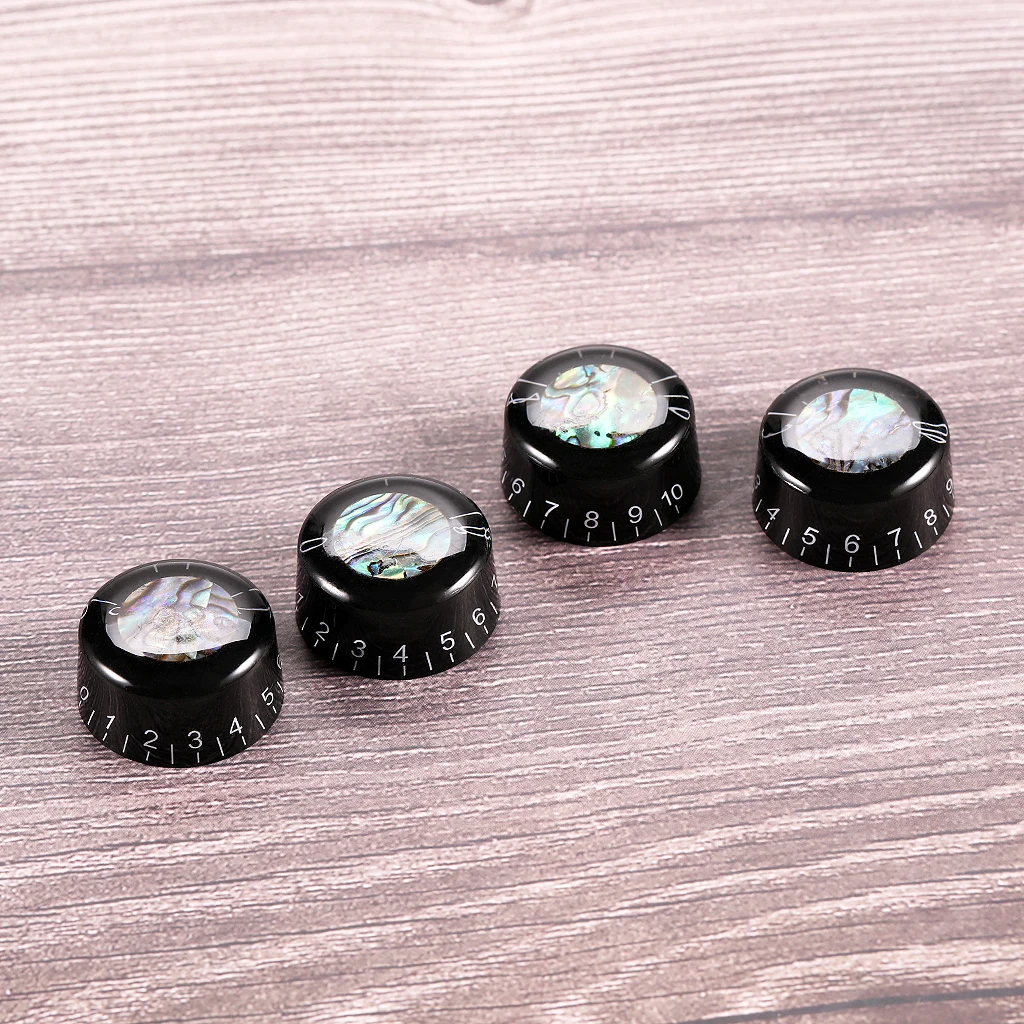 Direct Replacement  Electric Guitar Knobs- 4Pcs Set with Abalone Top Round, Volume/Tone Pots for Les Paul Guitar