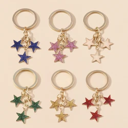 Pretty Enamel Sequin Star Keychain Charms for Women Girl Keyring Pendants Car Key Holder Handbag Decor Jewelry Gifts