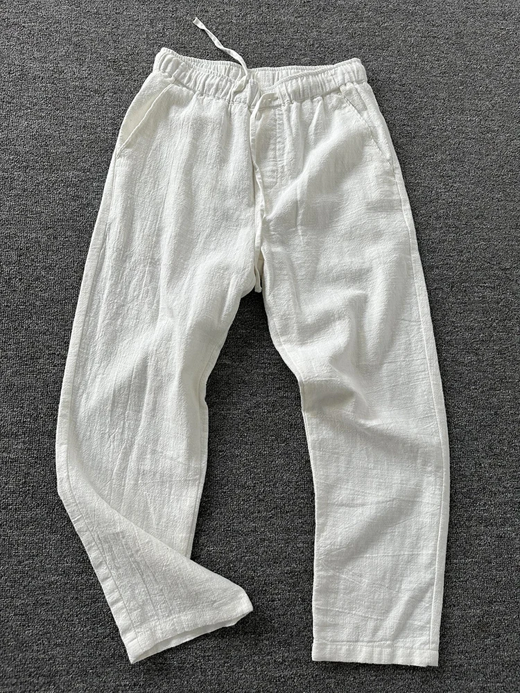 

Loose Cotton Linen Pants Men's Summer Casual Straight Leg Loose Fit Comfortable Walking Trousers Breathable Faionable