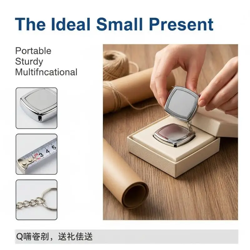 2M Mini Tape Key Chain Portable Cute Small Steel Tape Woodworking Measuring Hand Tools Festive Exquisite Small Gifts