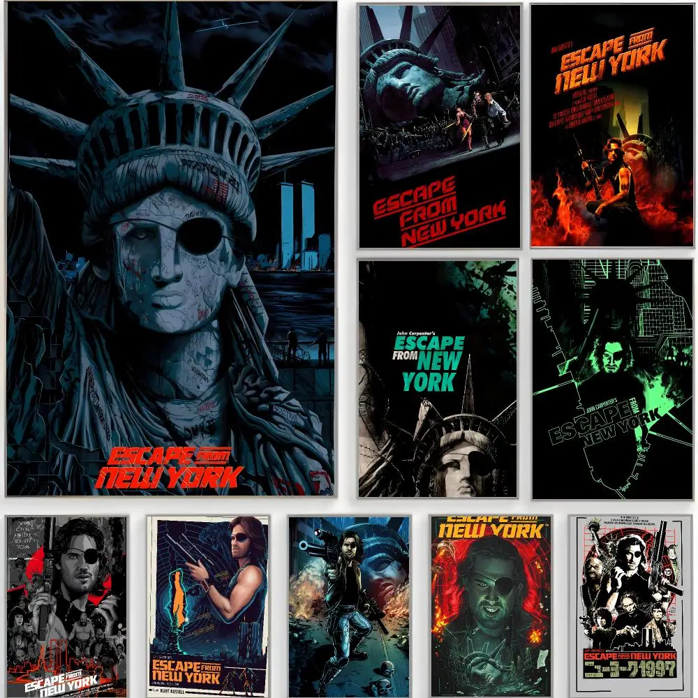 Retro Action E-Escape From New York Poster Classic Wall Art  Home Decor  Peel and Stick Unframed