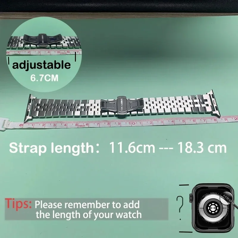 Stainless steel fashion strap is suitable for Apple Watch 38/40/41mm42/44/45/49mm,metal strap is suitable for IWatch 987654321SE