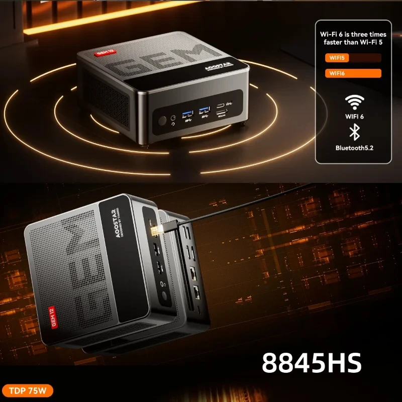 T-bao 8845HS Mini PC Portable Business Office Home Mini Computer Without Secondary Screen