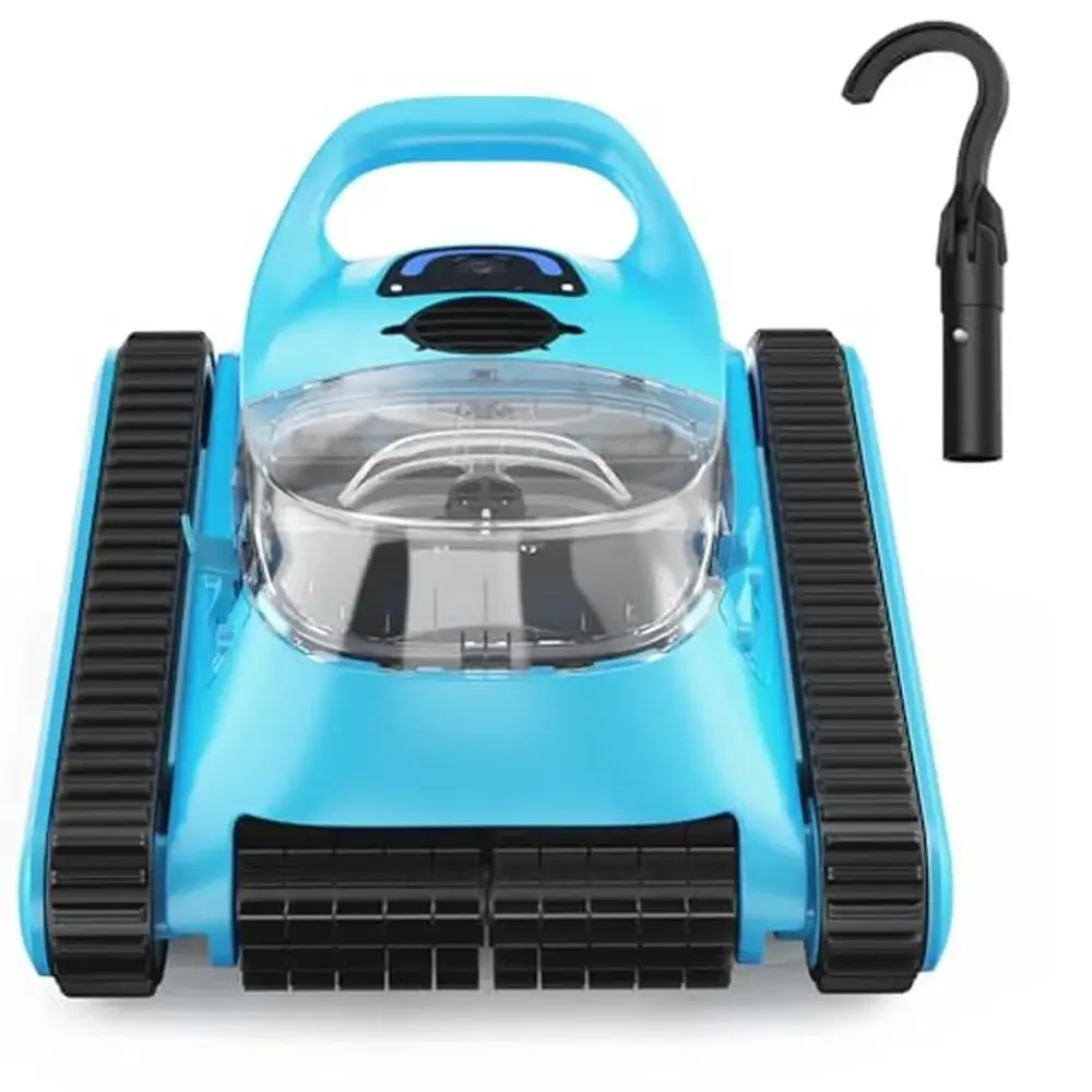 Cordless Robotic Pool Cleaner w/ Strong Suction Above Ground Wall Floor Waterline Cleaning Self-Parking & LED Indicator 150 Mins