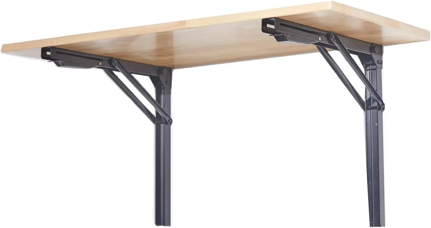 Banco de trabajo plegable montado en la pared de 48", mesa de trabajo plegable resistente, garaje, oficina, hogar, capacidad para hasta 550 lb