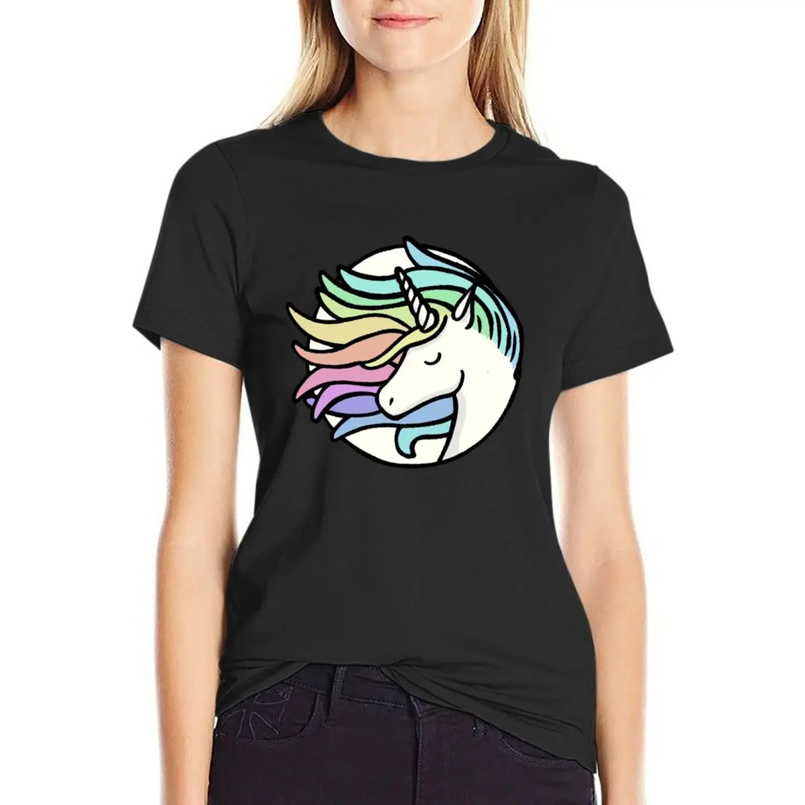 Cute Retro Rainbow Unicorn T-shirt summer clothes tees summer top t-shirts for Women pack