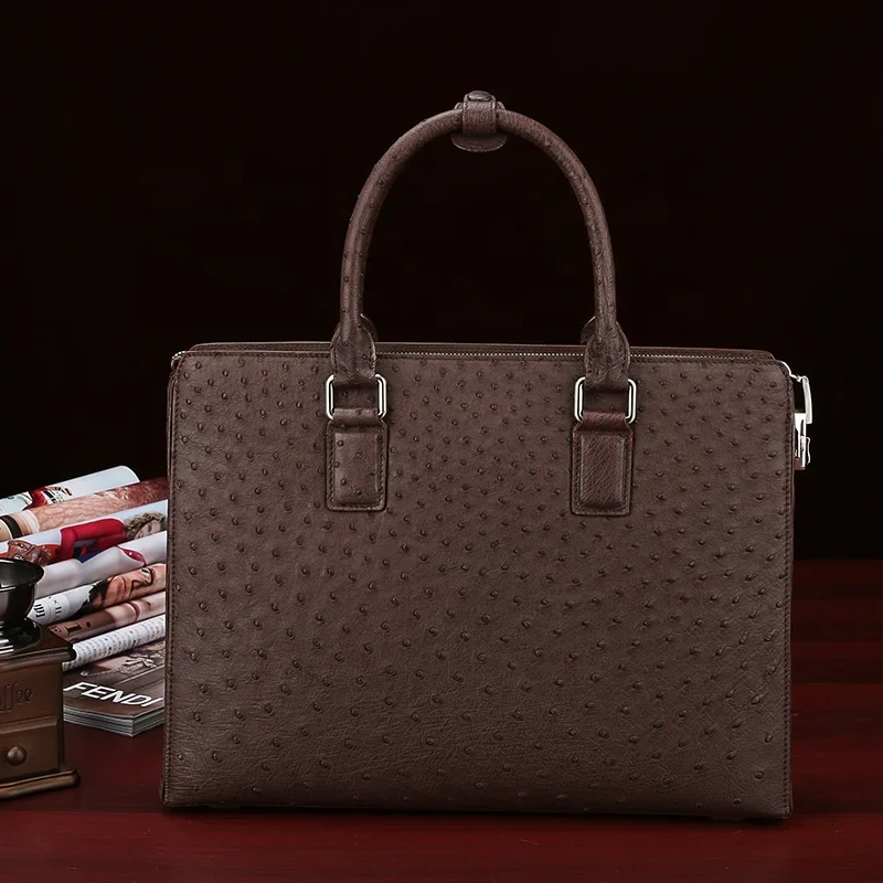 Valigetta antifurto in pelle di struzzo con lucchetto originale per uomo