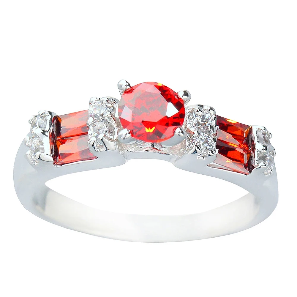 

5*5mm Red Garnet 925 Sterling Silver Ring Q0419-R