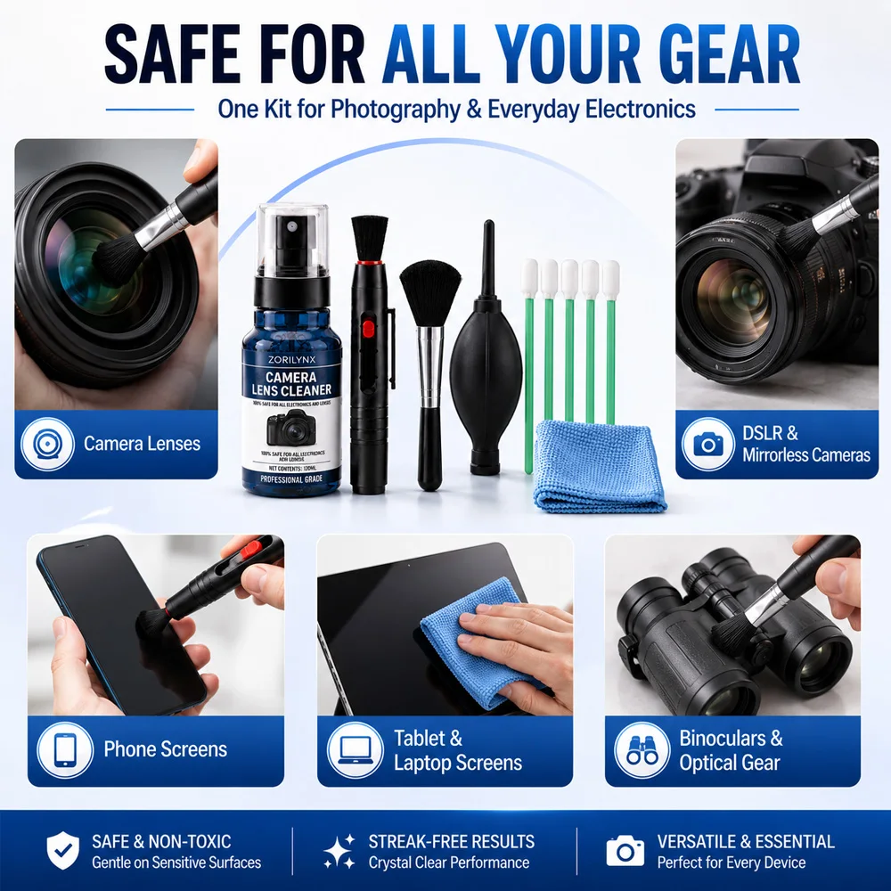 Professional Camera Cleaning Kit Lens Sensor Cleaner Air Blower Brush Swab Cloth for DSLR Canon Nikon Sony PC Dust Remover