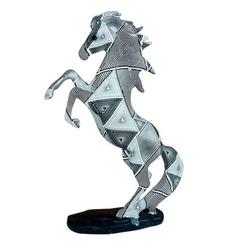 Imagem -06 - Padrão Abstrato Pintado Artesanato a Cavalo Escultura Resina Animal Desk Ornamentos Estátua Cor Decoração Sala