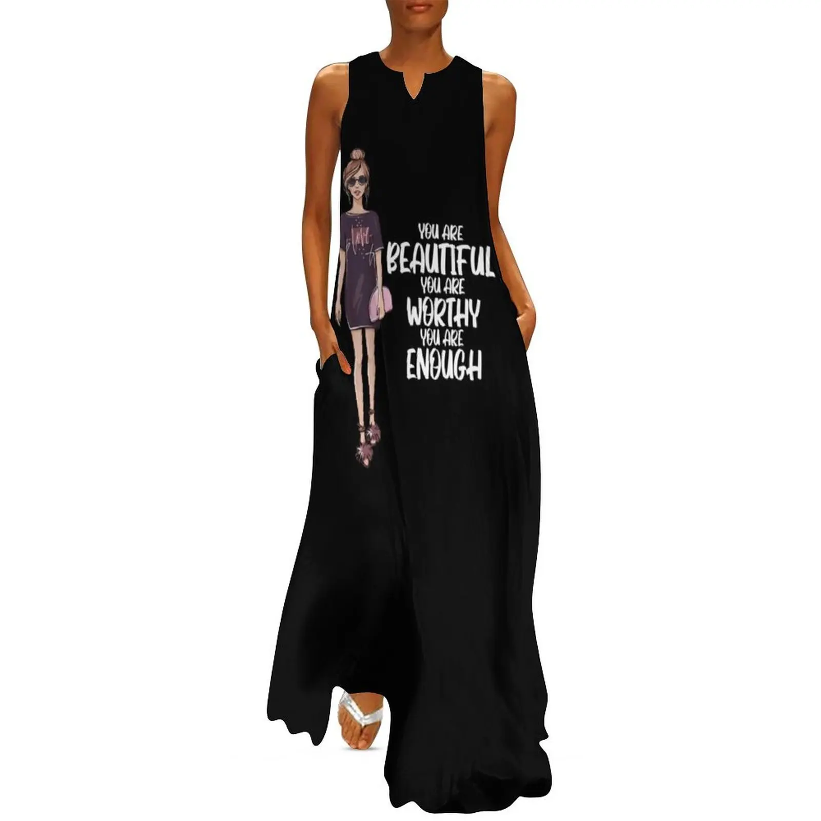 

You are Beautiful You are Worthy You are Enough Long Dress chic and elegant evening dress Dress woman