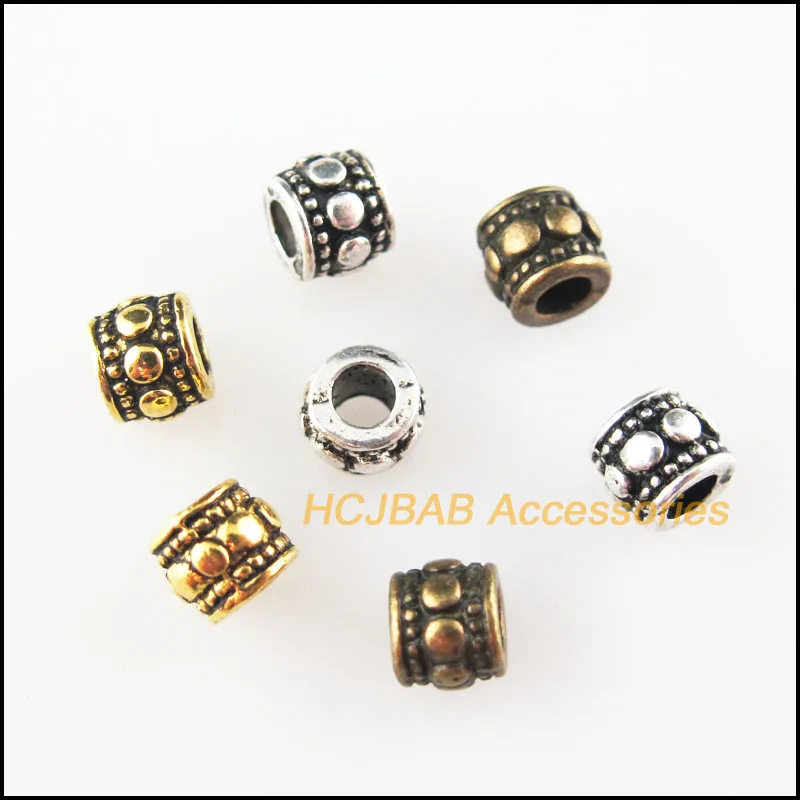 100Pcs Antiqued Bronze Gold Silver Plated Tube Spacer Beads Charms 4mm