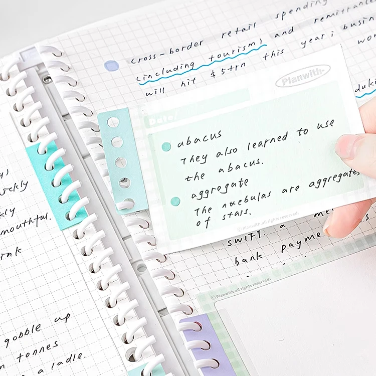2 Sheets Multi-color Punch-free Expansion Notes Portable Loose-leaf Book Index Sticky Notes Creative DIY Journal Stationery