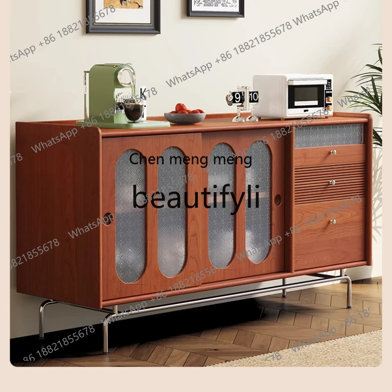 

French medieval style, cherry wood dining side cabinet, living room against the wall, bedroom, small apartment, H