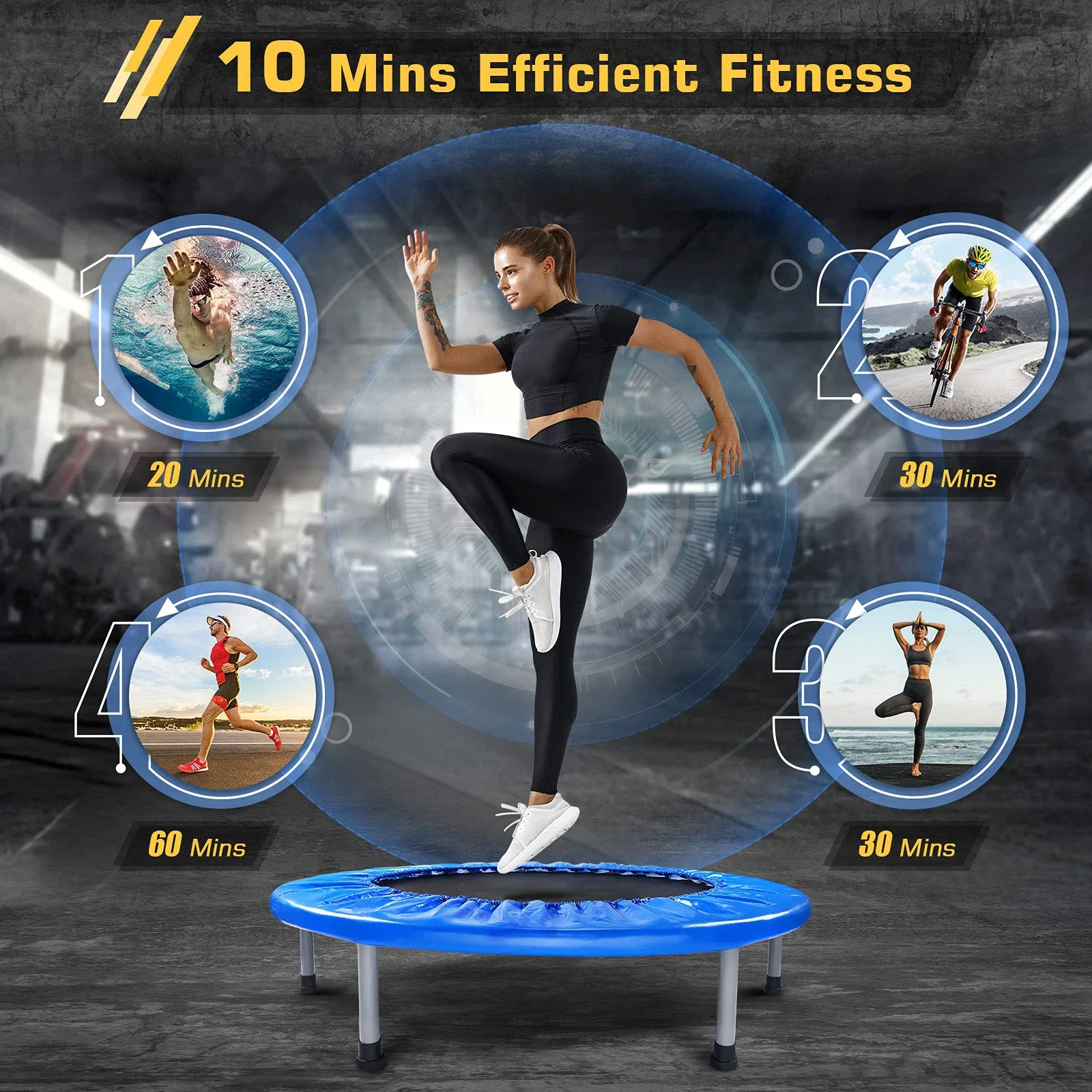 New Children Adult 36 Inch Trampoline Sports Backboard Hand Indoor Garden Exercise Fitness Jig Female Sports Mini Trampoline