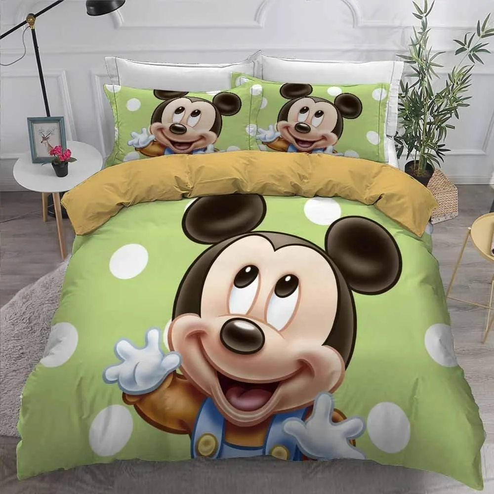 Mickey Minnie Kid Duvet Cover Disney Cartoon Bedding Set Double Twin Queen King Single Children Girl Bedclothes Bedroom Decorati