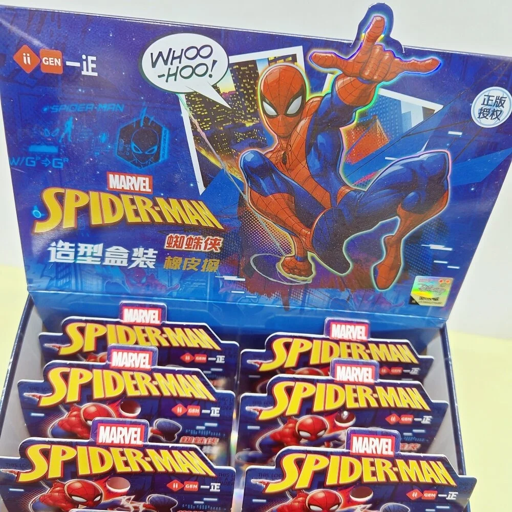 Genuine Disney Marvel Spider-Man Cartoon Eraser Box Set Creative Pencil Eraser for Study Notes Sketching Office Desk Supply