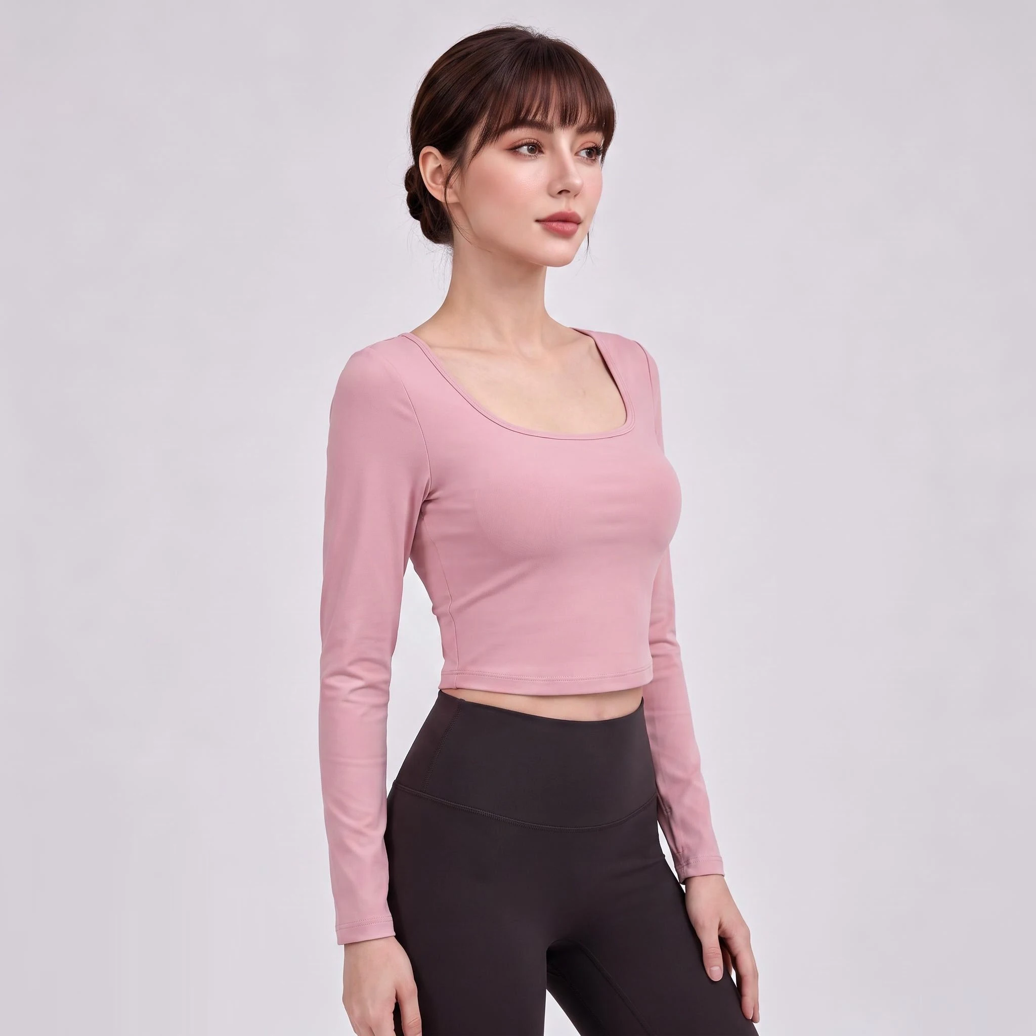 Sexy Yoga-Shirt für Damen, rückenfrei, langärmelig, mit gepolsterten Cups, Sport-Top, Fitness-T-Shirt, Pilates-Oberteil, Yoga-Bekleidung – Detail 18
